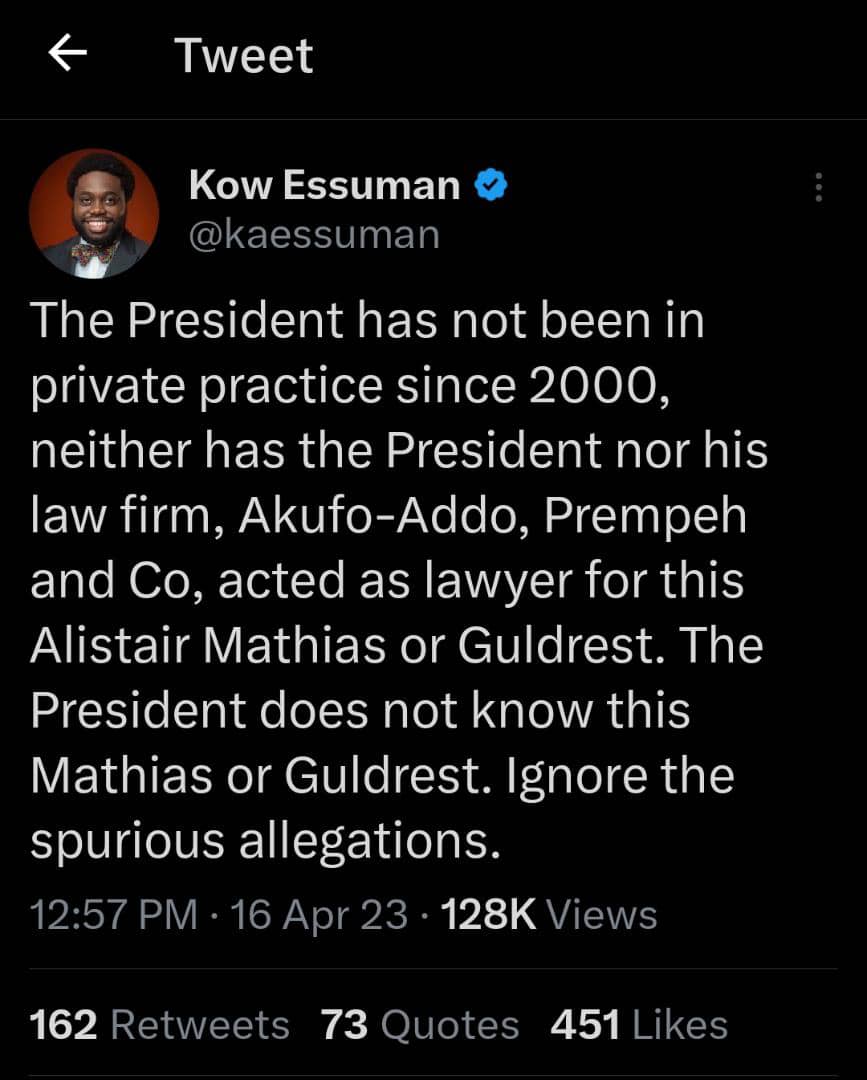 Kow Essuman's tweet