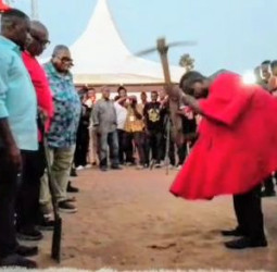 Cape Coast South MP Pledges Support For Sports Development after Sod-Cutting for Astroturf Construction